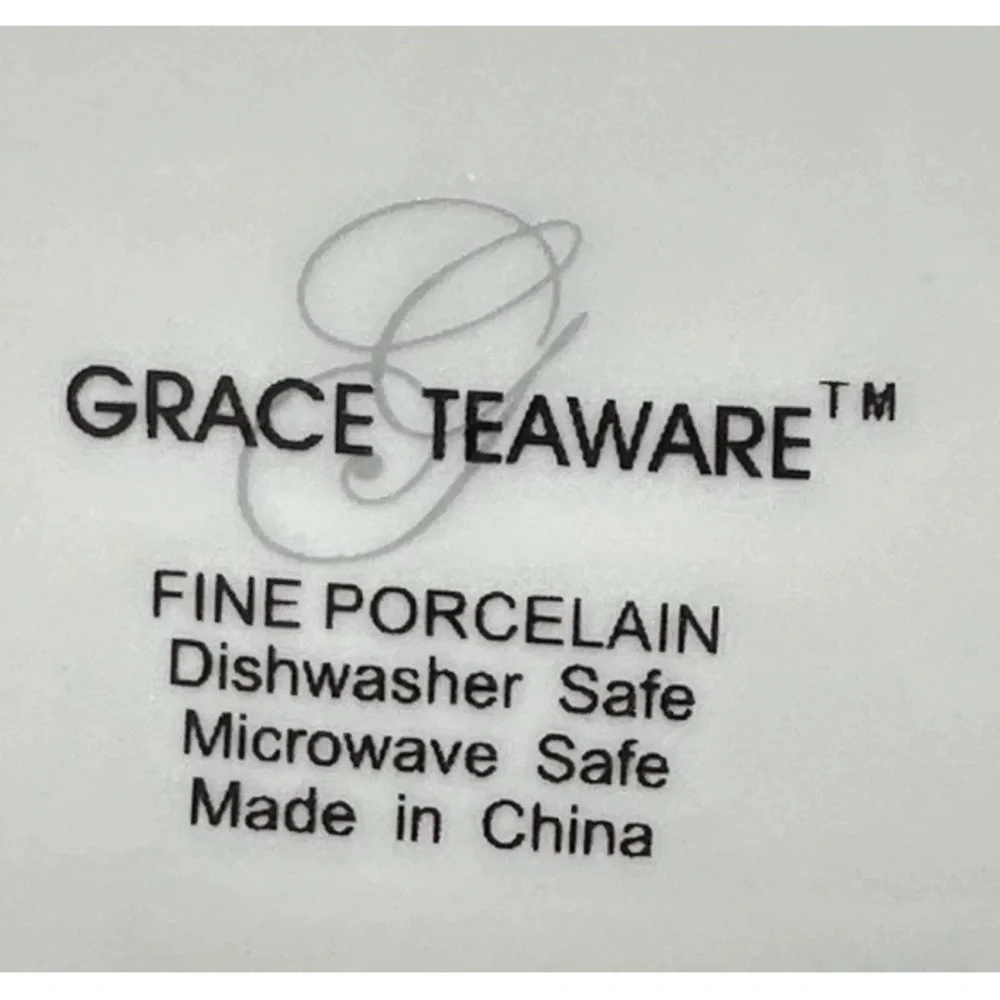 Grace Teaware Blue & White Scalloped Floral 10.5” Dinner Plates Set 4 New - Picture 5 of 5